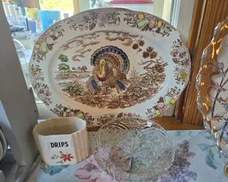 Lovely vintage transferware Turkey Platter.