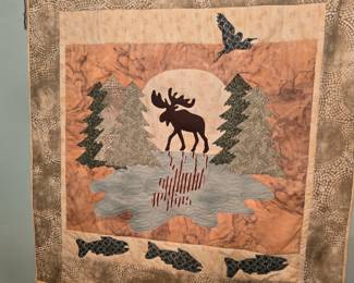 Beautiful hand quilted forest wall hanging.