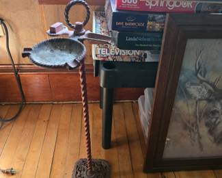 Antique Wrought Iron Ash Tray Stand.
