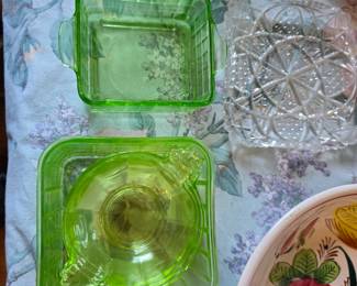 Green Glass, the lower pieces are Vaseline.