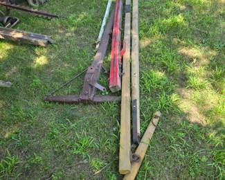 Horse drawn implement tongues & vintage whiffle tree
