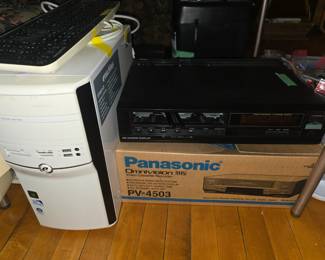 VHS player, computer tower