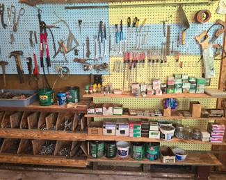 TONS of small hand tools and bulk nails, bolts and screws.
