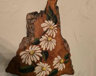 Hand painted slice of raw edged wood. So sweet.