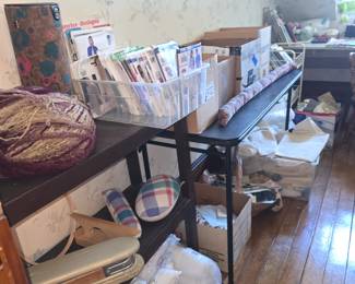 Sewing Room, Loaded with fabrics and patterns, sewing equipment, knitting and crocheting needles and yarn