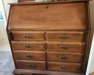 Vintage Rock Maple Secretary Desk