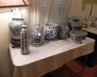 Blue and white Asian Pottery