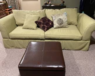Very nice newer couch and ottoman with storage