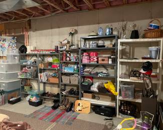 Shelves and shelves full of items, shelves for sale too