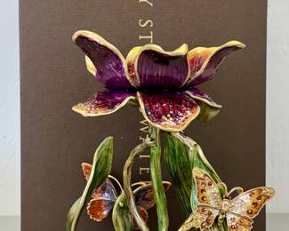 Item 17:  Jay Strongwater Meredith Floral Pillar Candle Holder - 9":  $795