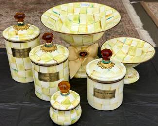MacKenzie-Child's Parchment Check Canisters & Compotes