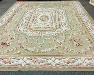 Needlepoint Area Rug (sage, cream)