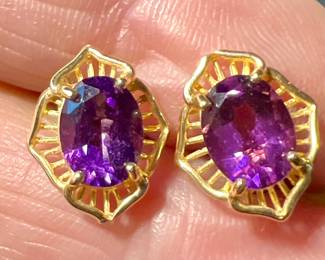 14K Gold & Amethyst Earrings