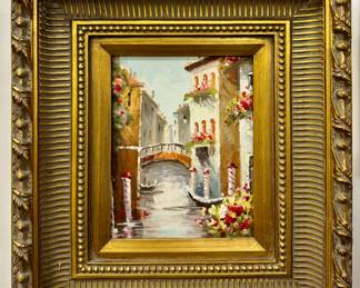 "Venice Canal" Oil on Canvas, Signed