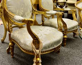 Ornate Gold Gilt Chairs with Tassles