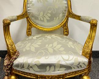 (4) Upholstered Gold Gilt Armchairs