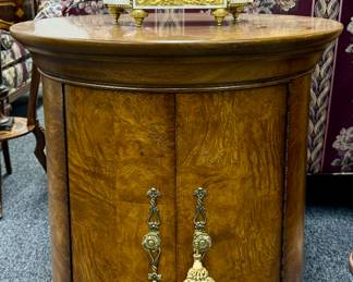 Burled Wood Drum Table