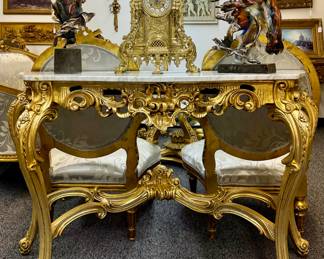 Gold Gilt & Marble Console Table
