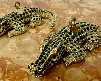 (2) L'Objet Alligator Xmas Ornaments