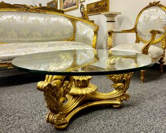 Gold Gilt & Glass Coffee Table