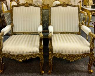 (2) French Style Carved Armchairs
