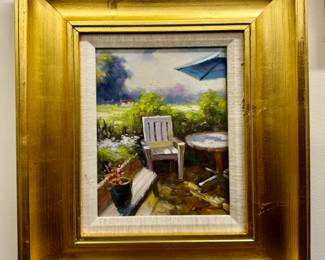 "Patio" Oil on Canvas, Signed