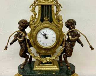 Imperial Marble Mantle Clock with Cherubs