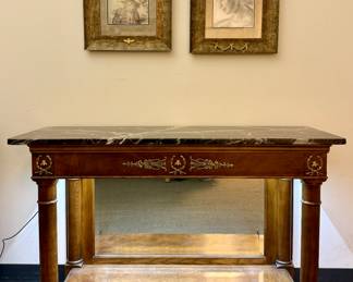 Lighted Marble Top Console Table