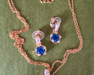 Blue Stone Necklace & Earrings