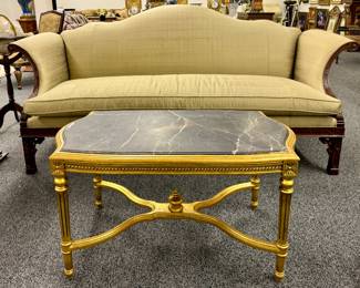 Marble Coffee Table with Stretcher