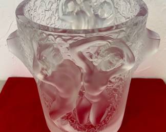 Item 5:  Lalique Ganymede Nudes French Frosted Crystal Vase/Champagne Ice Bucket - 7.75" x 9":  $1200