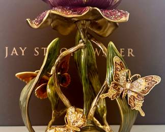 Item 17:  Jay Strongwater Meredith Floral Pillar Candle Holder - 9":  $795