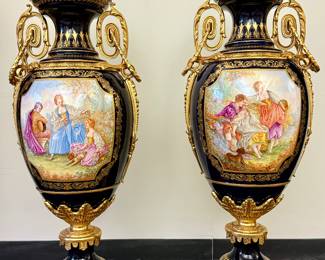 Porcelain Sevres Style Urns