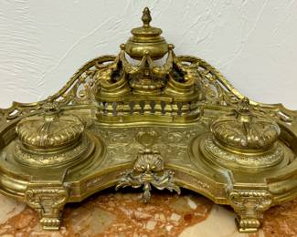 Vintage Brass Inkwell 