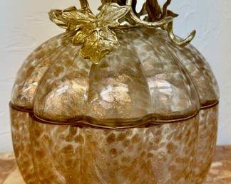 Jay Strongwater Erin Leaf & Vine Gilded Glass Jar