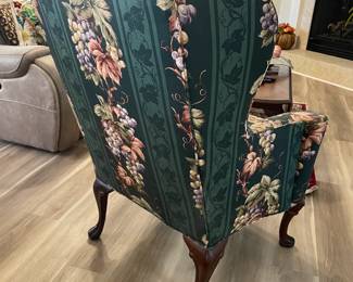 (2) Green floral wingback chairs $300.00 pair 31”w 30”d 43”t