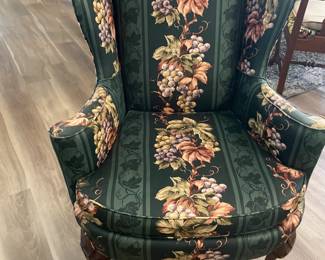 (2) Green floral wingback chairs $300.00 pair 31”w 30”d 43”t