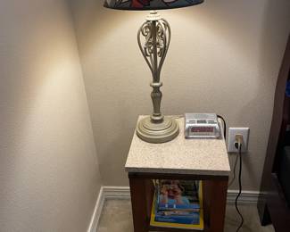 Small End Table w marble top $45.00. 12” x 12” x 21.5”t