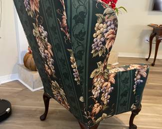 (2) Green floral wingback chairs $300.00 pair 31”w 30”d 43”t
