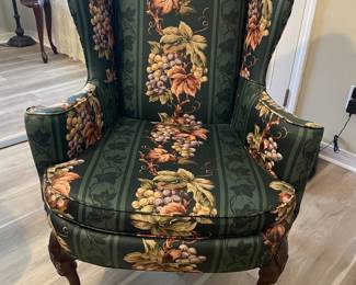 (2) Green floral wingback chairs $300.00 pair 31”w 30”d 43”t