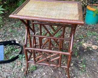 MCM bamboo magazine rack side table 