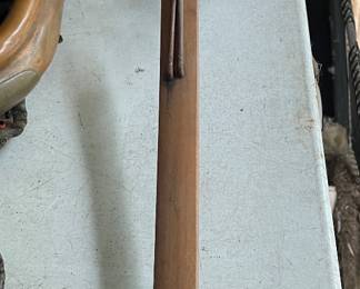 Vintage Primitive Long Wood Handle & Twisted Metal Skimmer Strainer Ladle