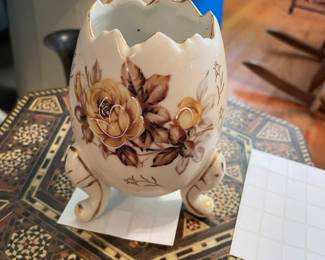 Hand painted egg shaped vase