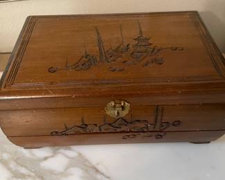 Carved wood jewelry box 