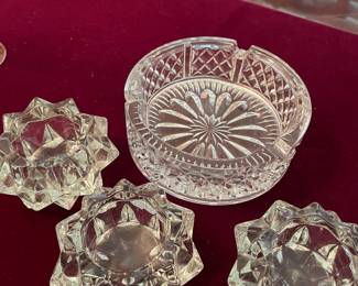 Ashtray and glass candle holders 