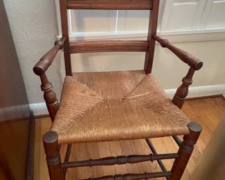 Antique Wooden Chair with Rush Seat