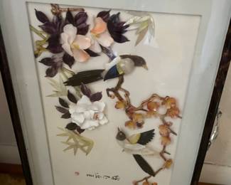 Asian shadow box shell art