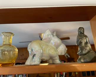 amber crackle glass pitcher