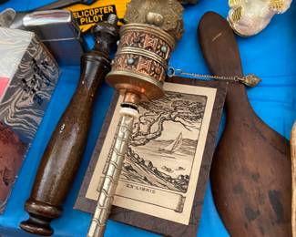 Vintage Tibetan Prayer wheel Spinner & Scroll