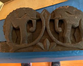 Carved elephant container with scale 